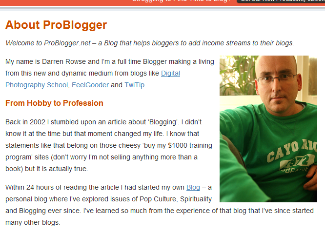 Problogger About Page