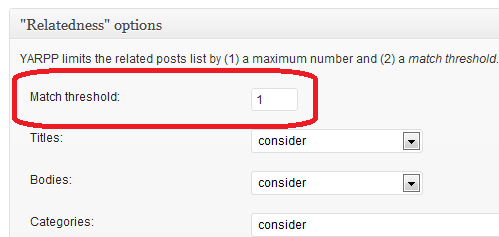 YARPP - Match Threshold