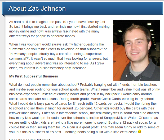Zac Johnson About Page